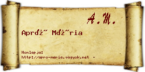 Apró Mária névjegykártya