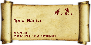 Apró Mária névjegykártya